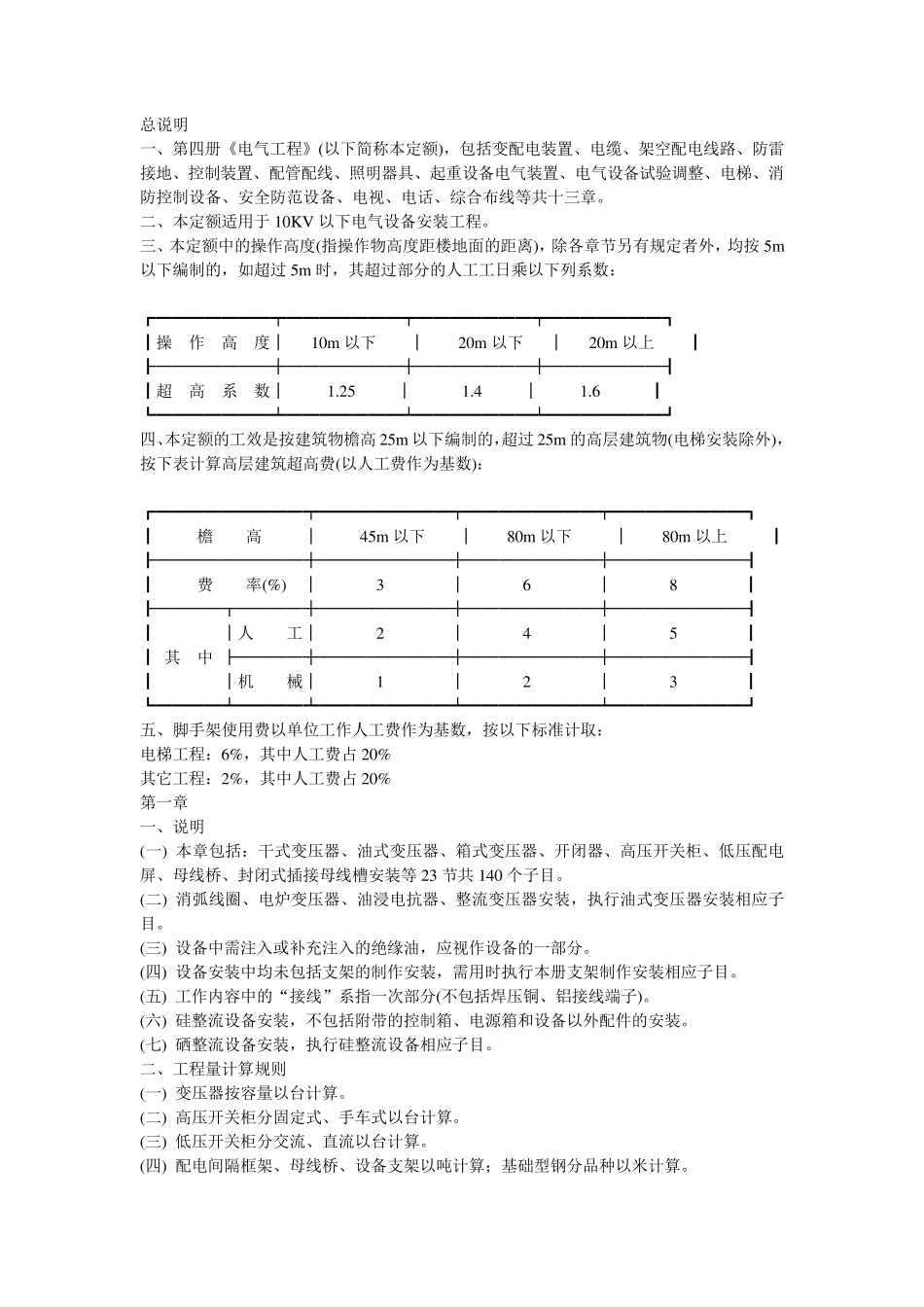 电气工程定额说明_第1页