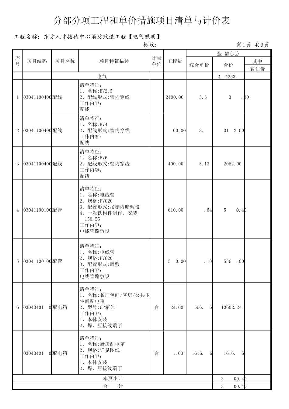电气照明清单_第1页