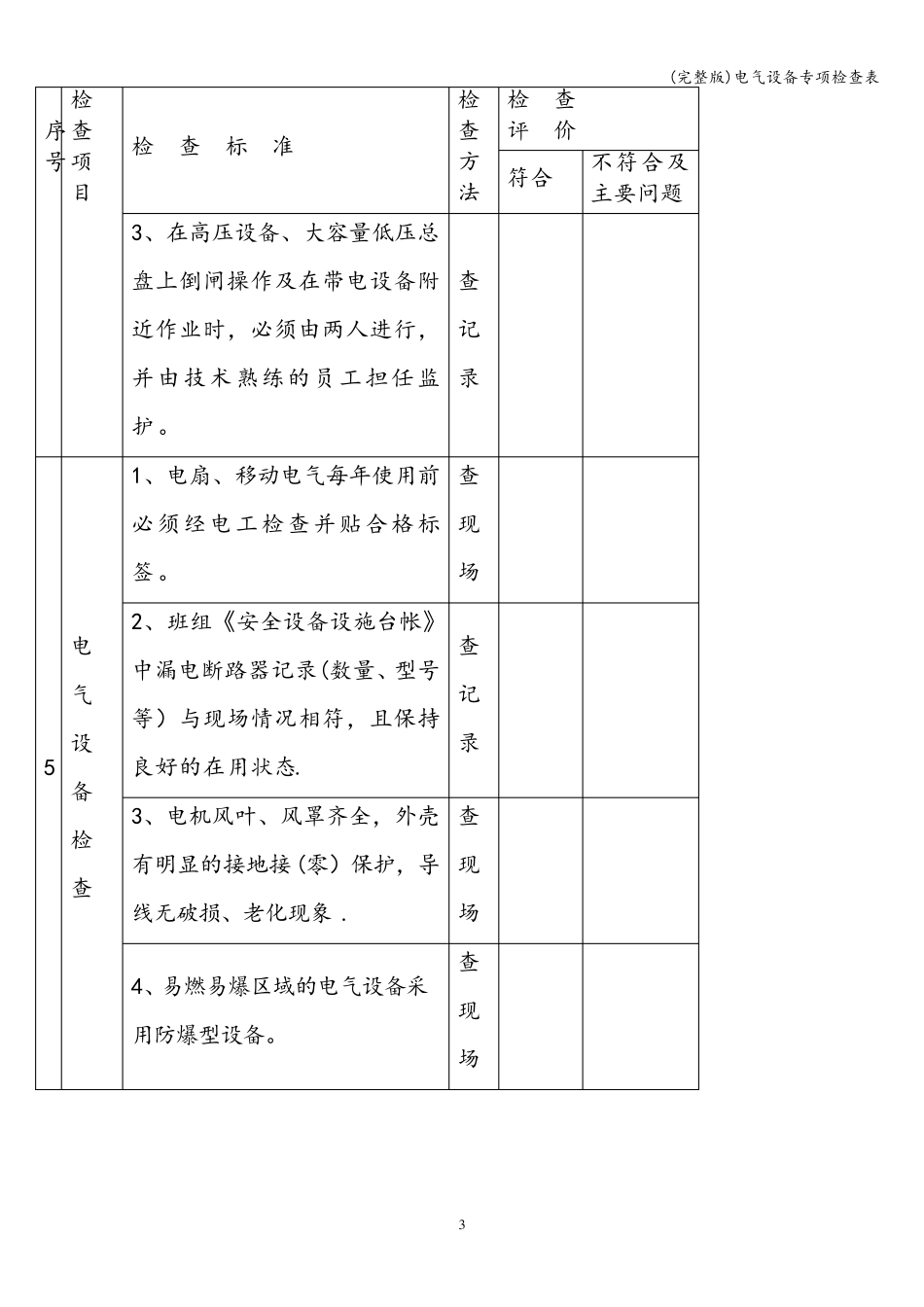 电气设备专项检查表_第3页