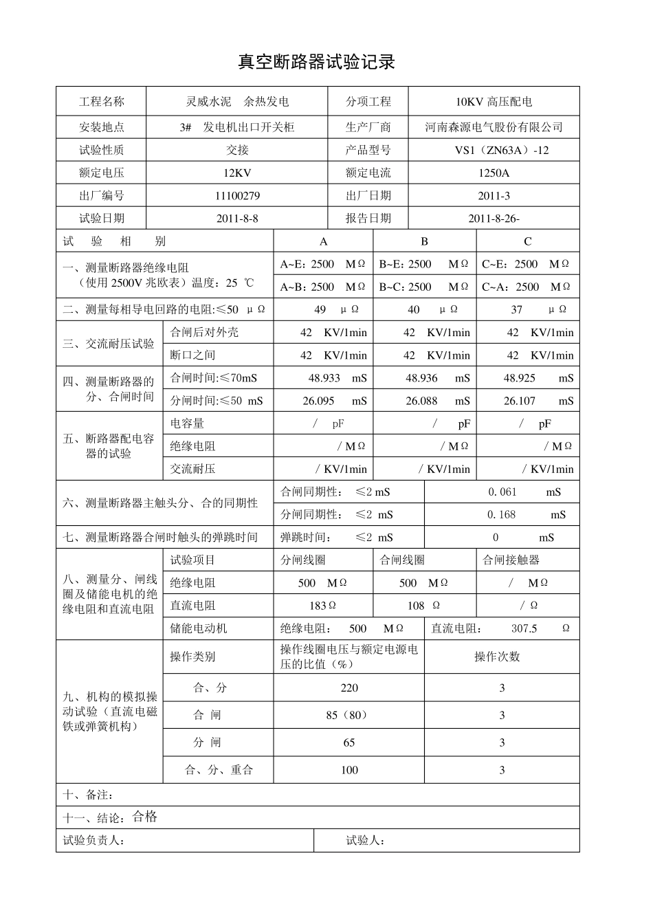 电气试验报告_第1页