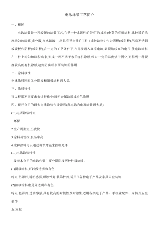 电泳工艺流程