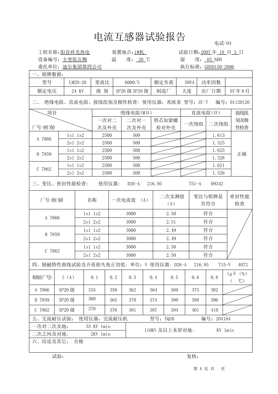电流互感器试验报告_第1页