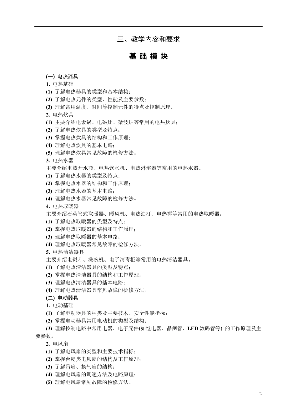 电热电动器具原理与维修教学大纲及教材_第2页
