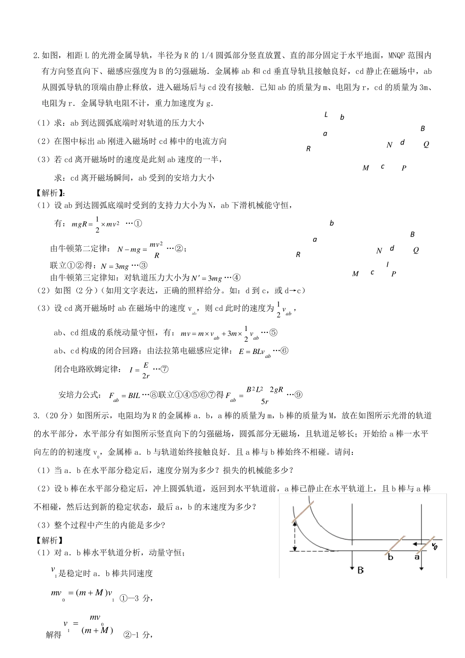 电磁感应中的动量守恒经典题_第2页