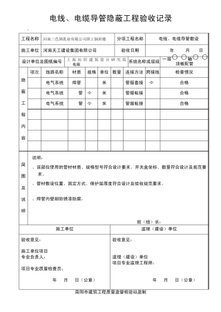 电线、电缆导管隐蔽