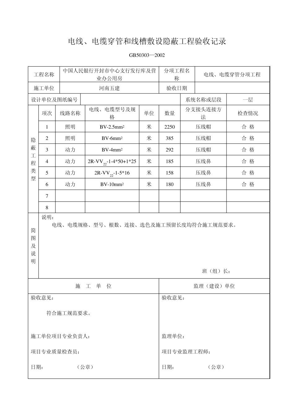 电线、电缆穿管和线槽敷设隐蔽工程验收记录_第2页
