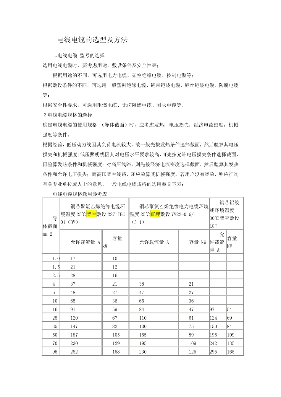 电线电缆的选型及方法_第1页