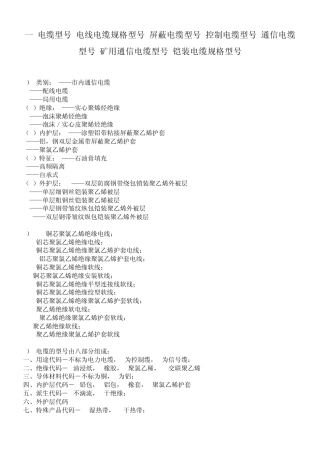 电线电缆规格及其各字母代表的含义