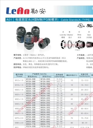 电缆固定头标准参数