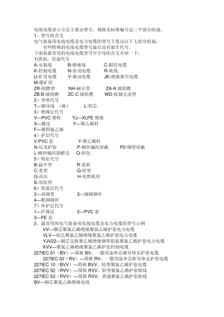 电缆型号定义