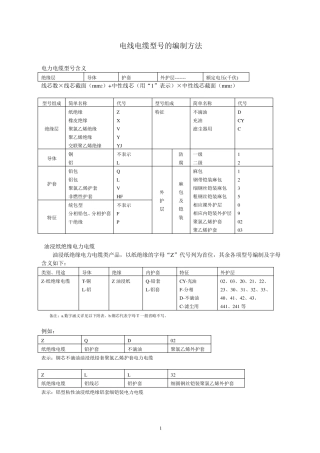 电缆型号的表示方法