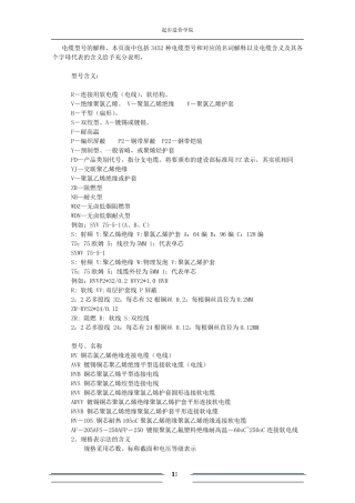电缆型号的解释大全