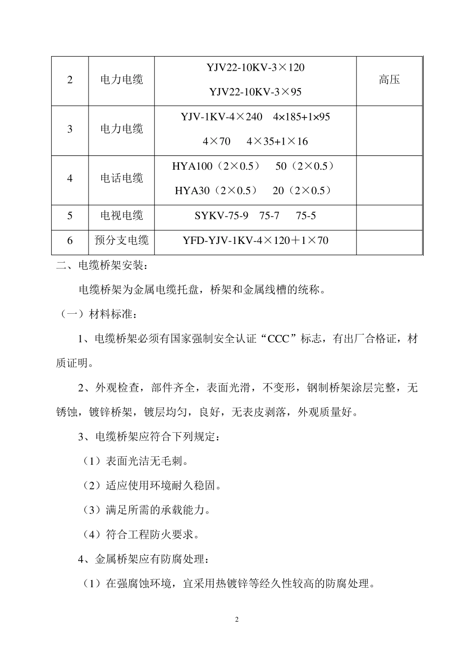 电缆桥架、电缆安装施工方案_第2页