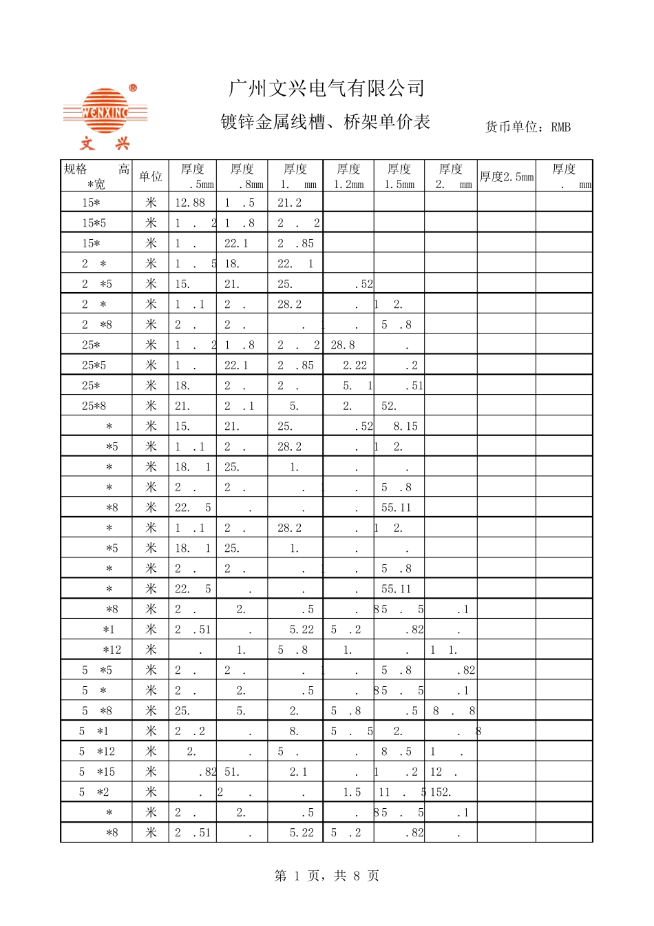 电缆桥架报价表_第1页