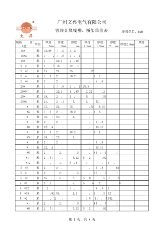 电缆桥架报价表