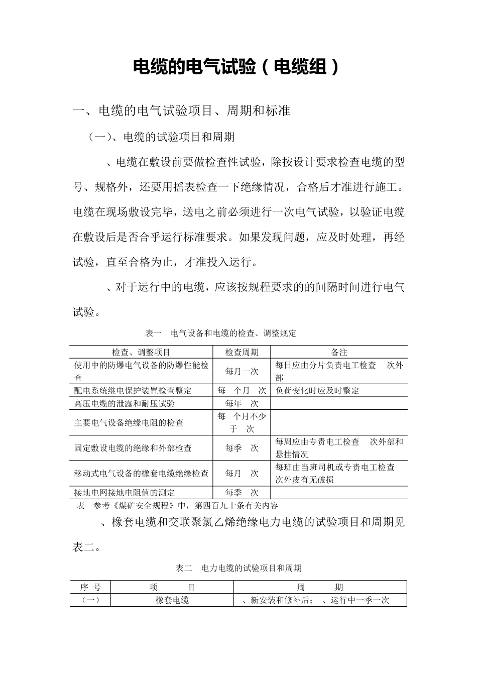 电缆试验规定_第1页