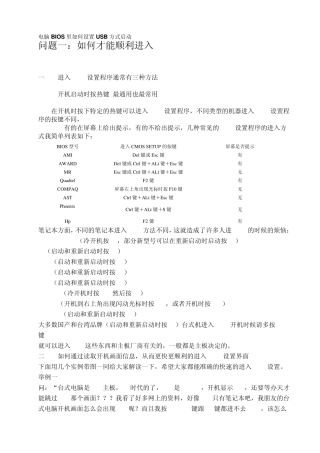 电脑BIOS里如何设置USB方式启动