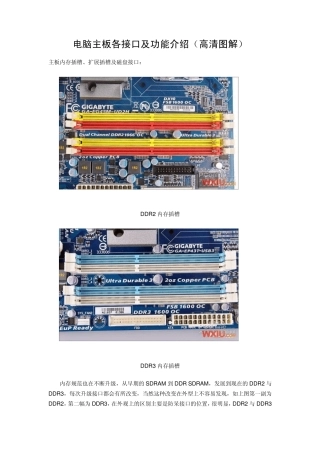 电脑主板各接口及功能介绍(高清图解)