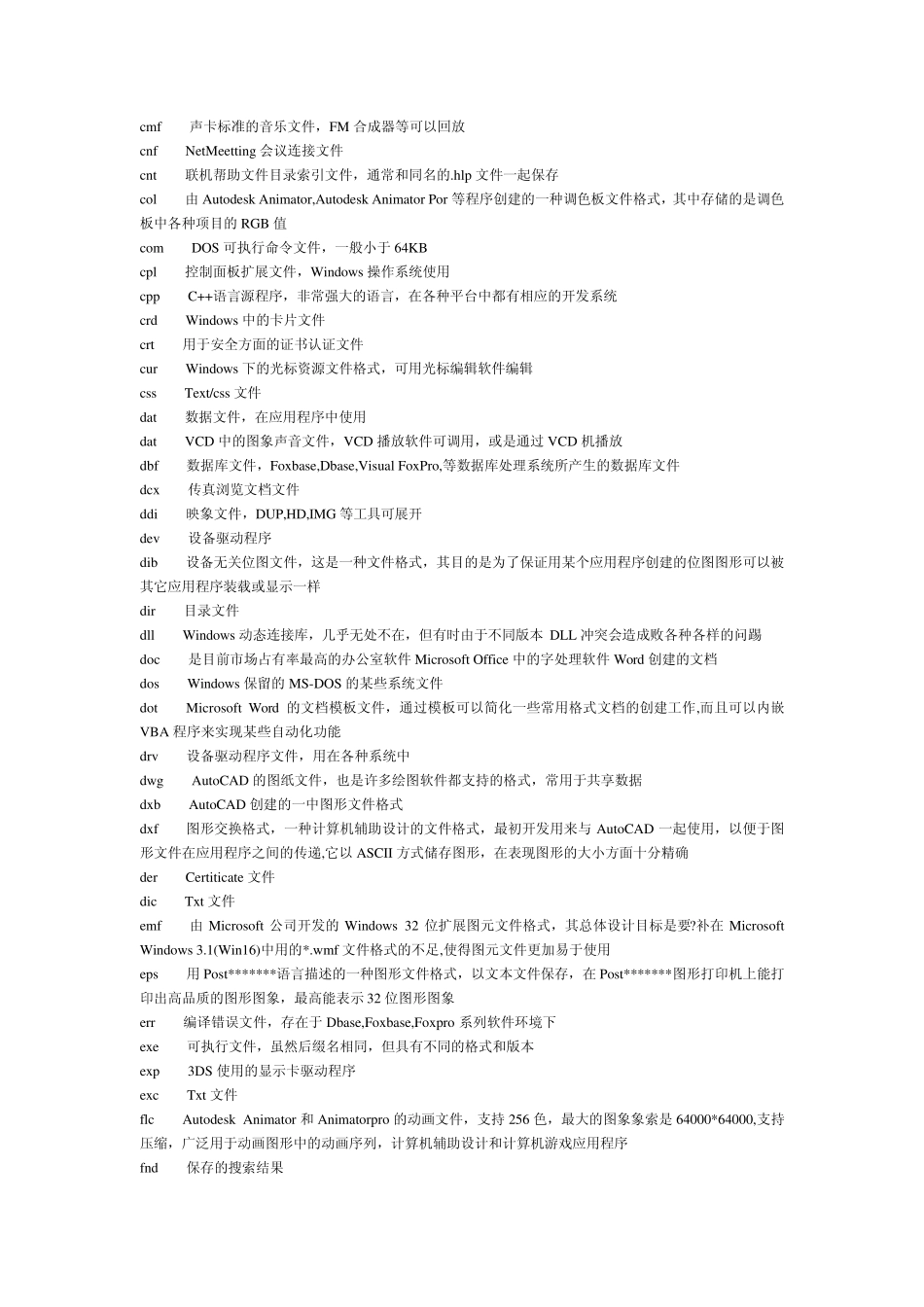 电脑所有文件后缀名扩展名大全_第2页