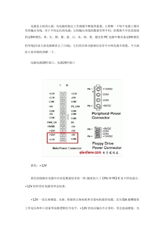 电脑电源各个线代表的电压