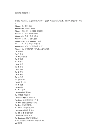 电脑键盘快捷键使用大全