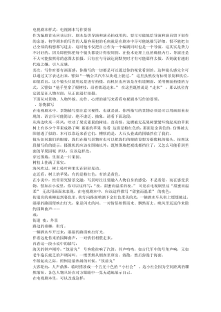 电视剧本样式：电视剧本写作要领