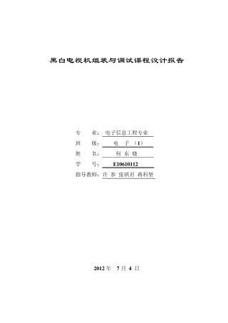 电视机实验报告