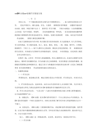 电视栏目策划方案