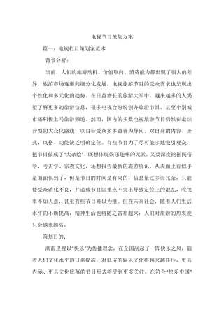 电视节目策划方案