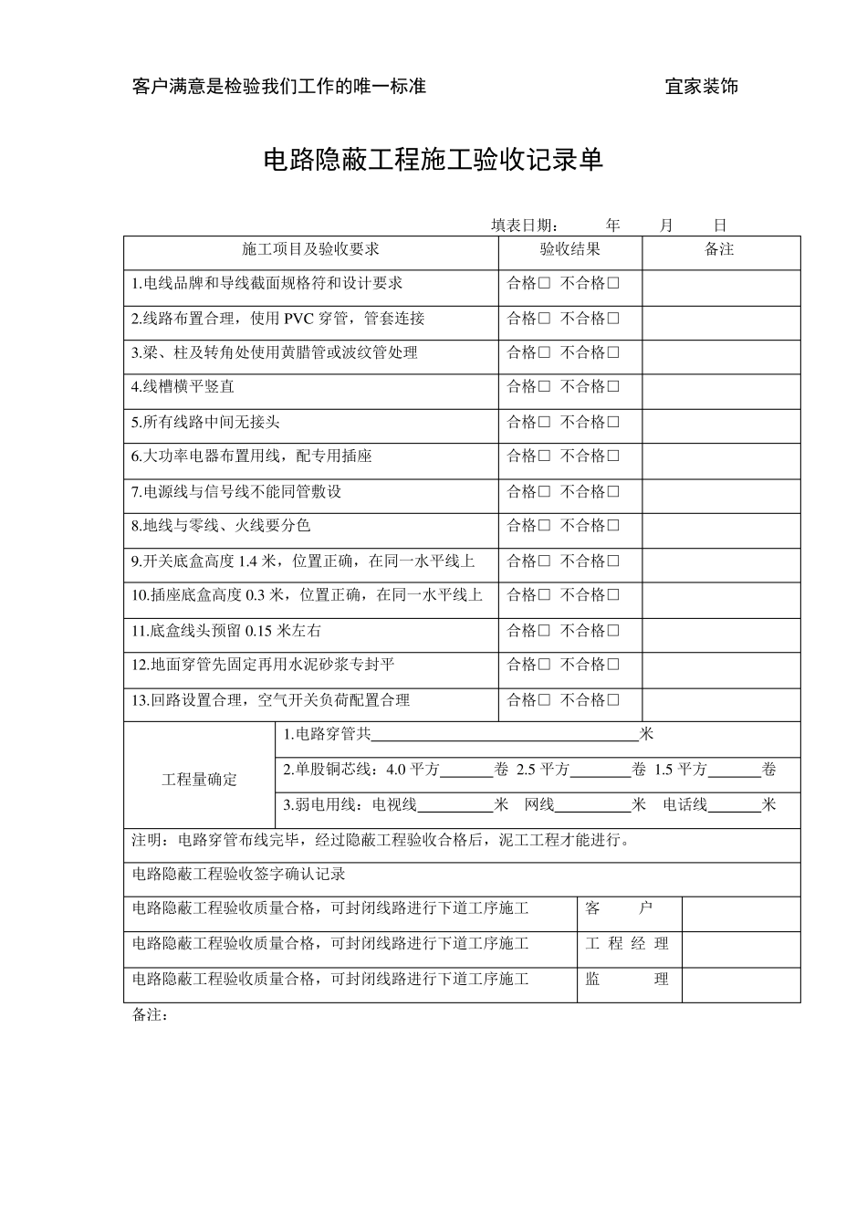 电路隐蔽工程施工验收记录单_第1页