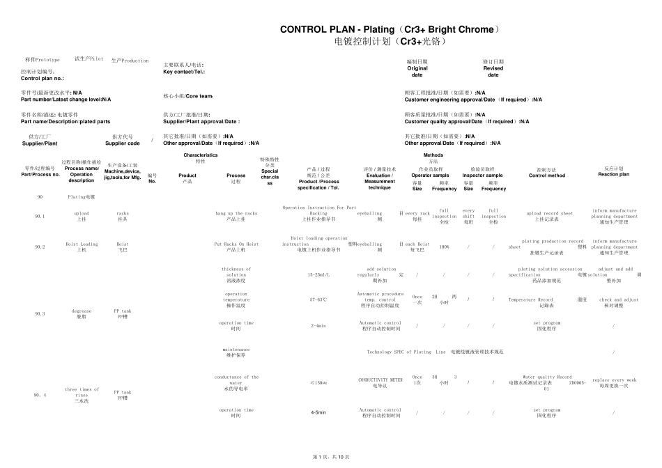 电镀控制计划(Cr3+)_第1页