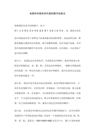 电阻色环颜色所代表的数字或意义