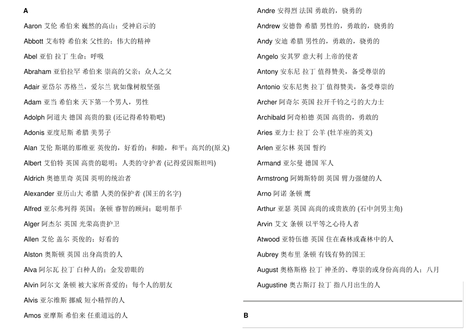 男士英文名及释义大全_第1页