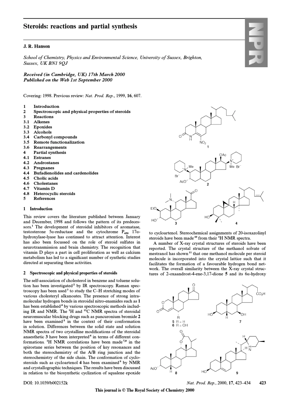 甾体化合物反应和半合成_第1页