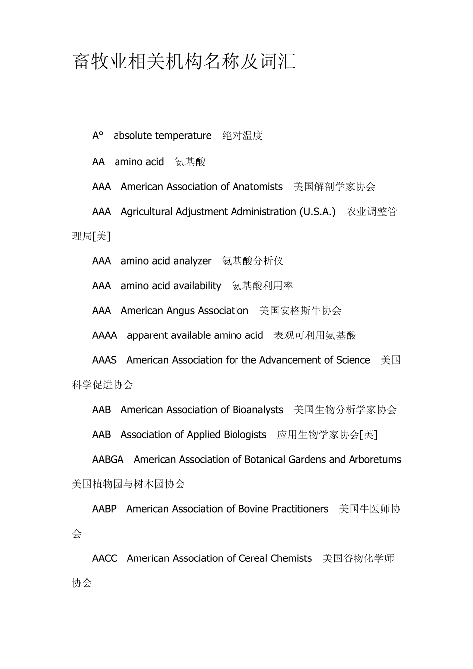 畜牧业相关机构名称及词汇_第1页