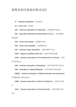 畜牧业相关机构名称及词汇