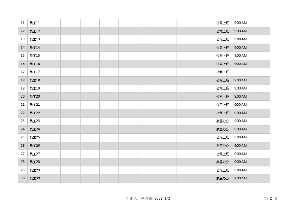 疫情期间员工健康信息采集表EXCEL模板_第2页