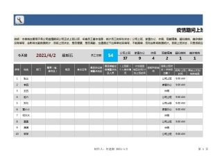 疫情期间员工健康信息采集表EXCEL模板