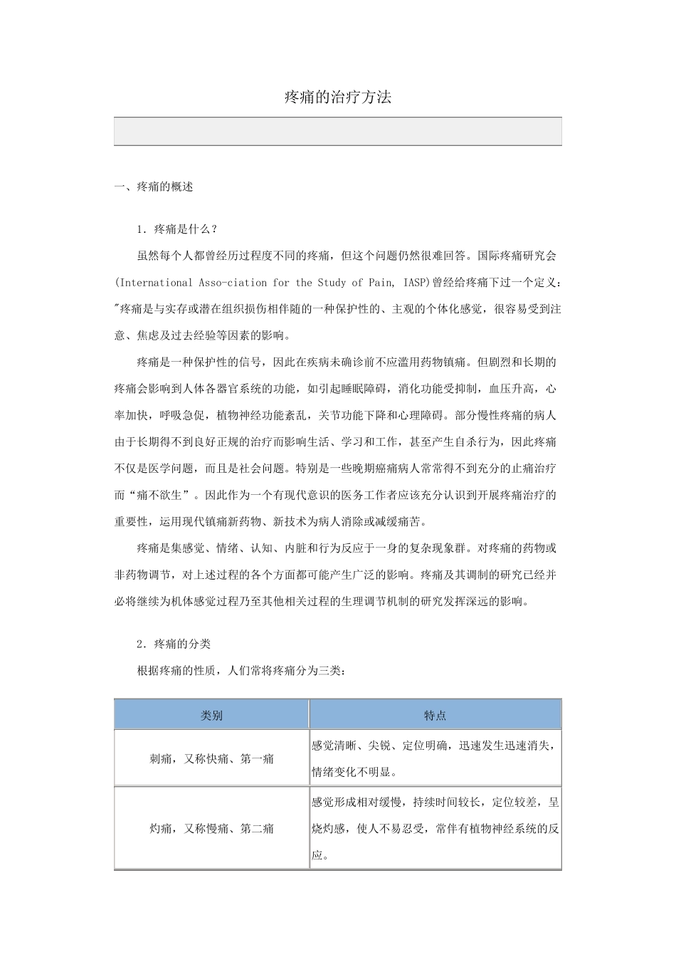 疼痛的治疗方法_第1页