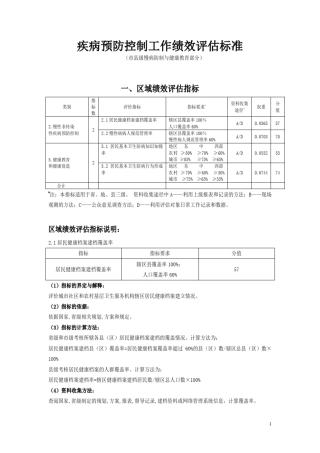 疾病预防控制工作绩效评估标准