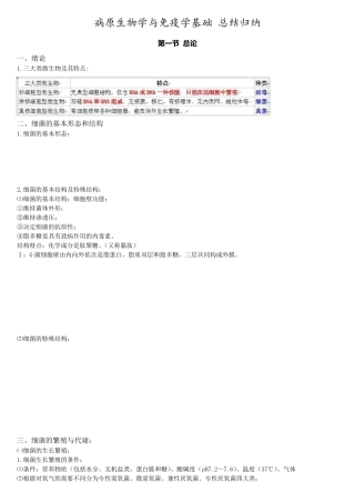病原生物学与免疫学基础总结归纳