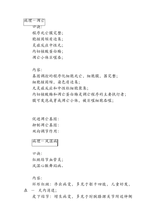 病理联想记忆口诀