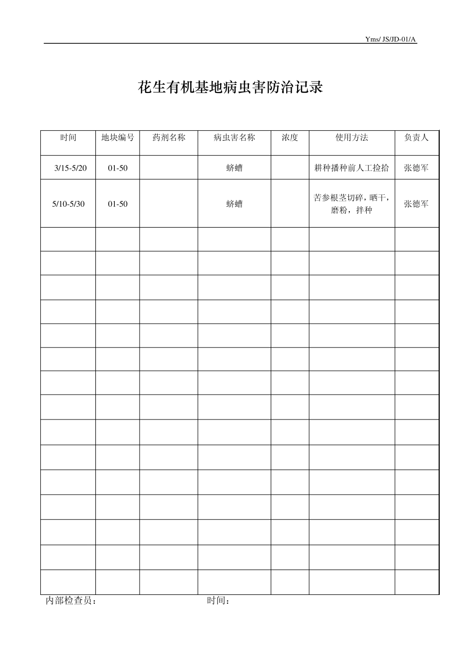 病虫害防治、追肥记录_第1页