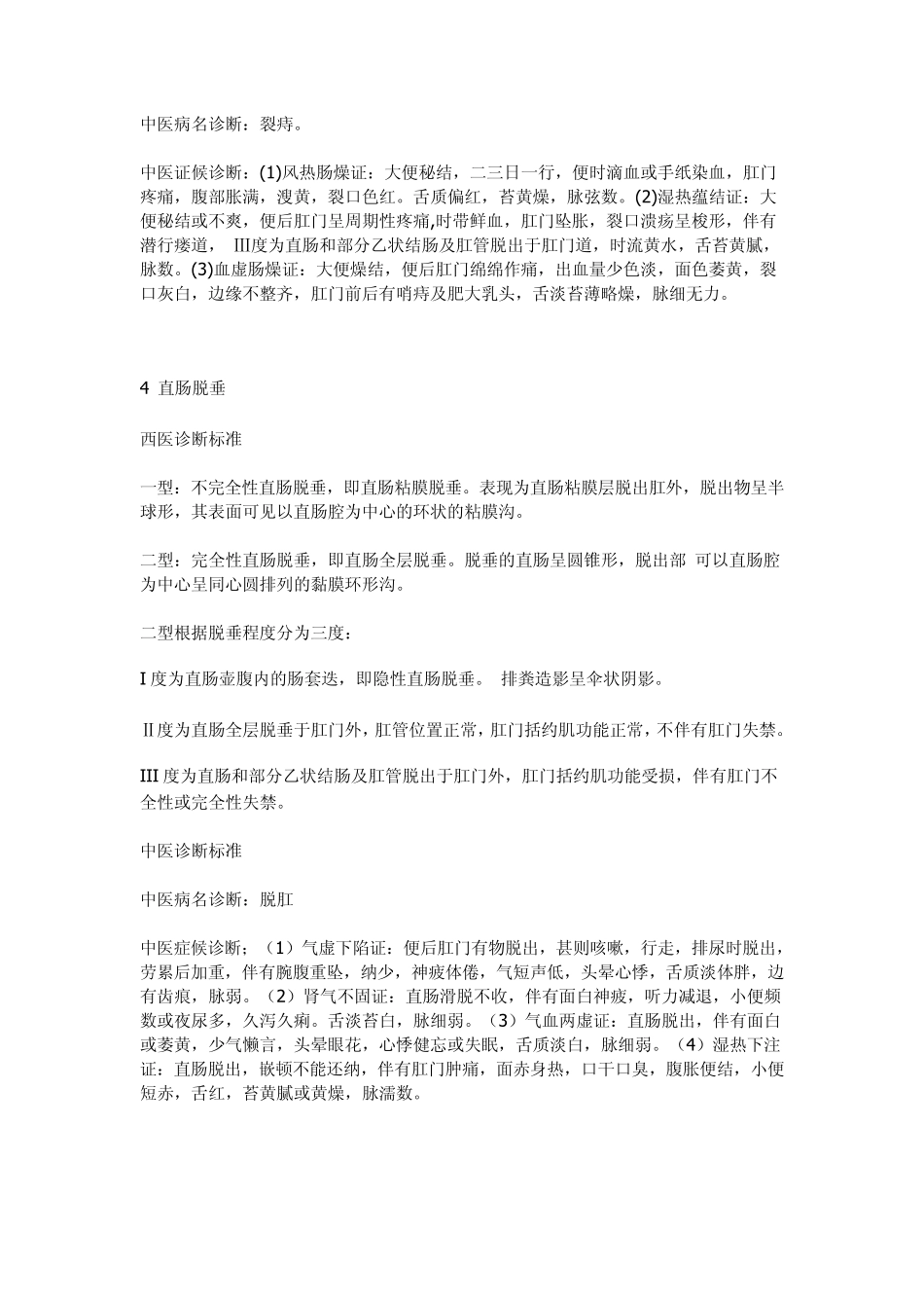 痔、肛瘘、肛裂、直肠脱垂的诊断标准.亚甲蓝应用_第3页