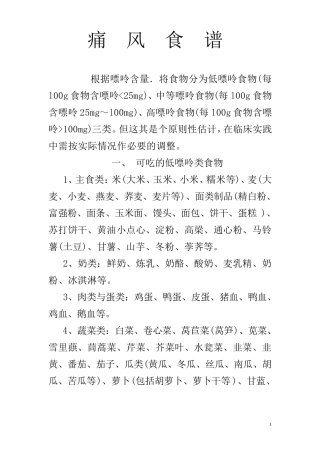痛风病人食谱