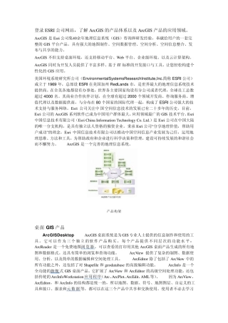 登录ESRI公司网站,了解ArcGIS的产品体系以及ArcGIS产品的应用