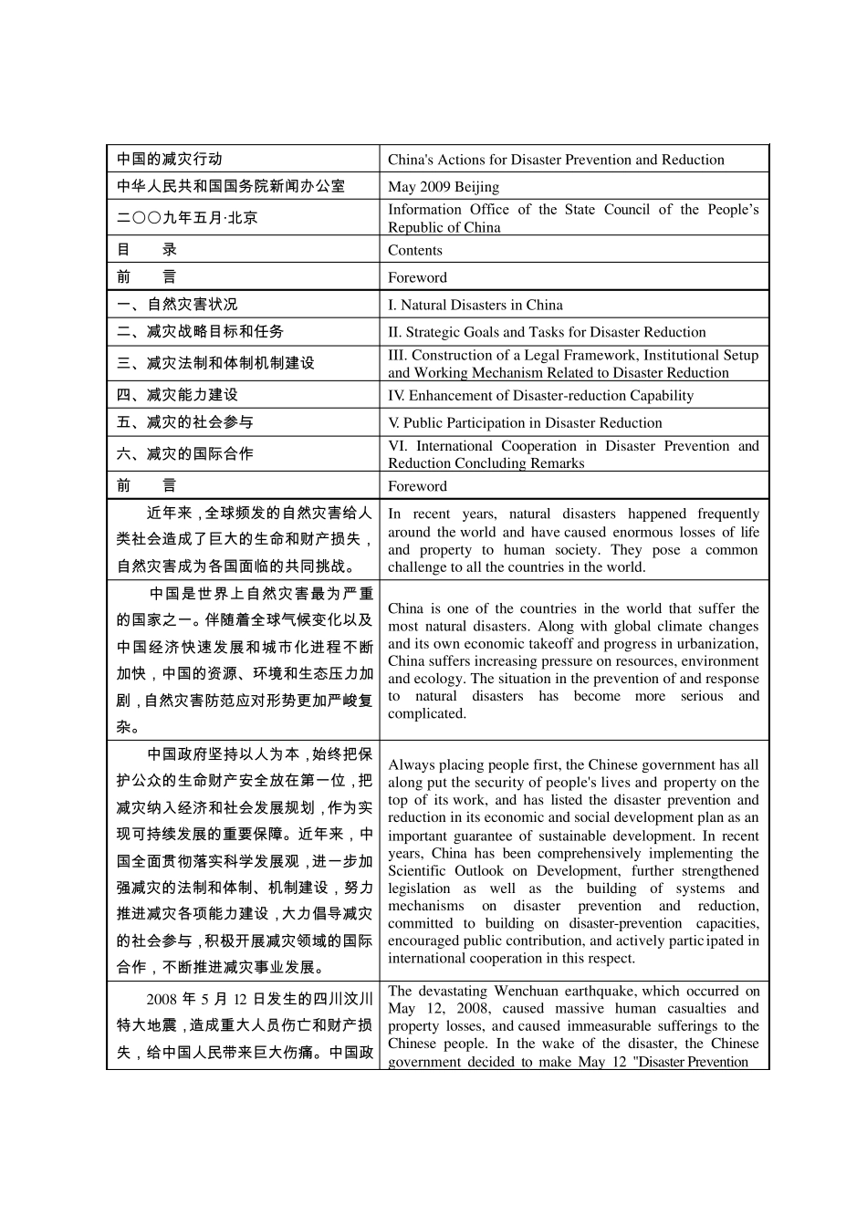 白皮书中国的减灾行动中英文对照_第1页