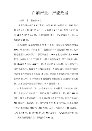 白酒业产能数据