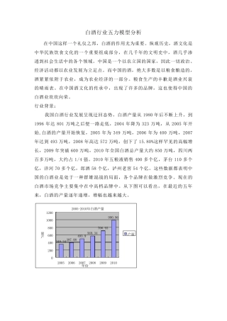 白酒行业五力模型分析