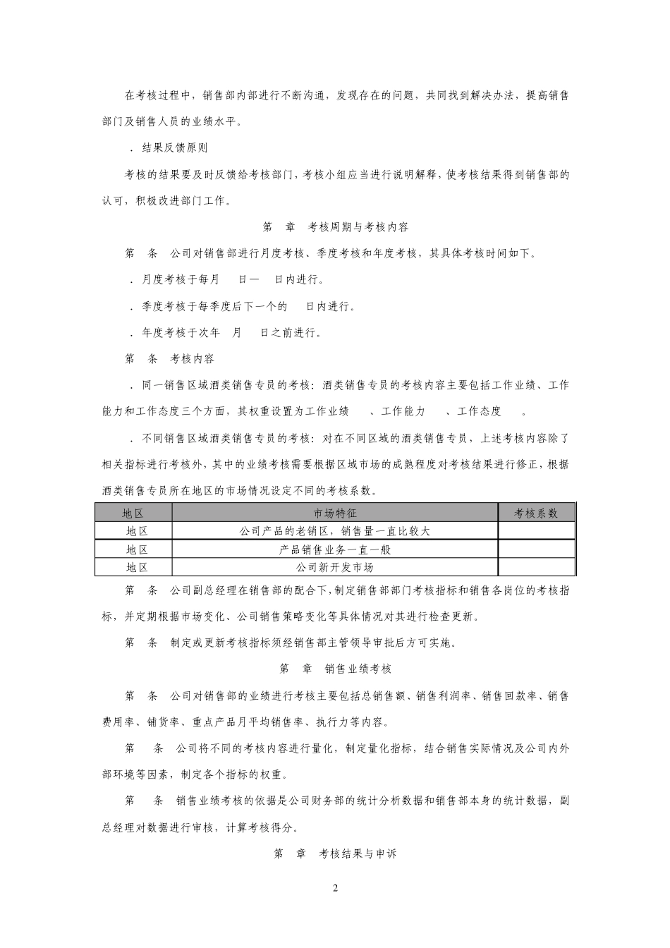 白酒行业销售部考核制度设计_第2页